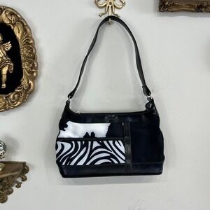 Vintage Studio Black & White Zebra Print Shoulder Bag Y2K Purse